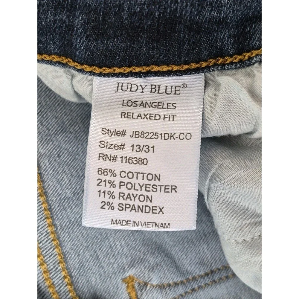 Judy Blue Mid Rise Straight Leg Cropped Jeans Womens Relaxed Fit Stretch Wash